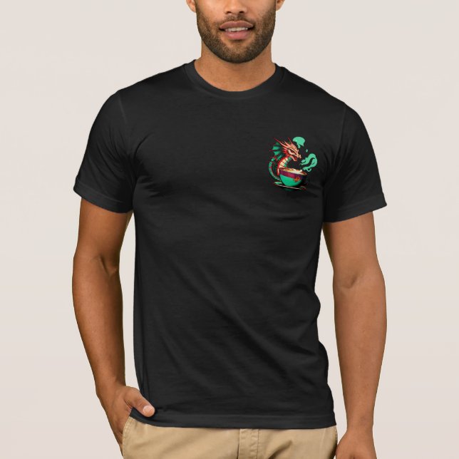 T-shirt Dragon buvant du café (Devant)