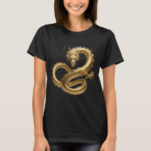 T-shirt Dragon Chinois Doré Art   Créature Fantastique Myt
