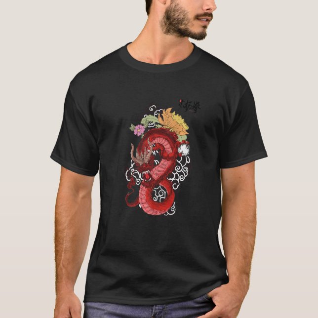 T-shirt Dragon chinois rouge pour kung fu tai chi dragon 1 (Devant)
