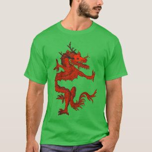 T-shirt Dragon Chinois Traditionnel Coloré Bleu dans la Lu