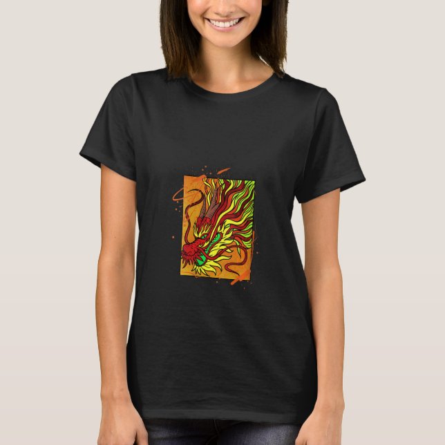 T-shirt Dragon chinois traditionnel féminin (Devant)