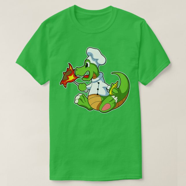 T-shirt Dragon comme chef avec tablier de Cuisine (Design devant)