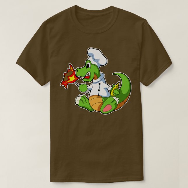 T-shirt Dragon comme chef avec tablier de Cuisine (Design devant)