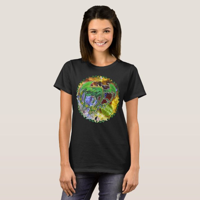 T-shirt Dragon Cosmique Emeraude (Devant entier)