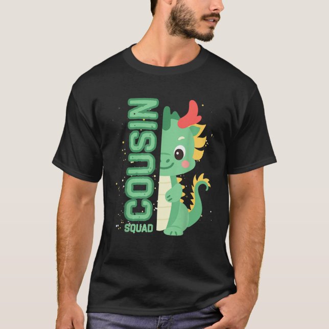 T-shirt Dragon Crew Cousin Squad for kids Boys Girls Chine (Devant)