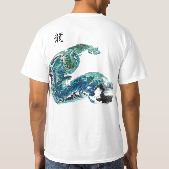T-shirt Dragon dans les vagues - T-Shir d'énergie de l'océ (Dos)