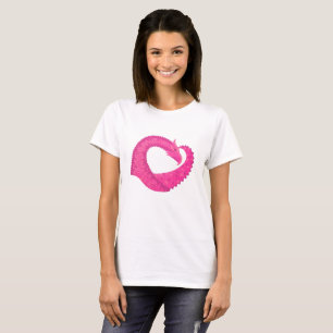 T-shirt Dragon de coeur rose chaud sur blanc