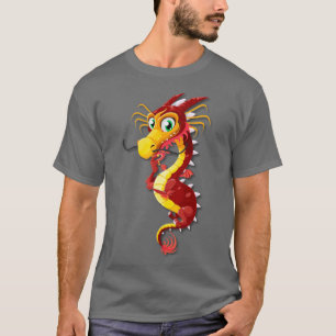 T-shirt Dragon de dessin animé chinois rouge et or