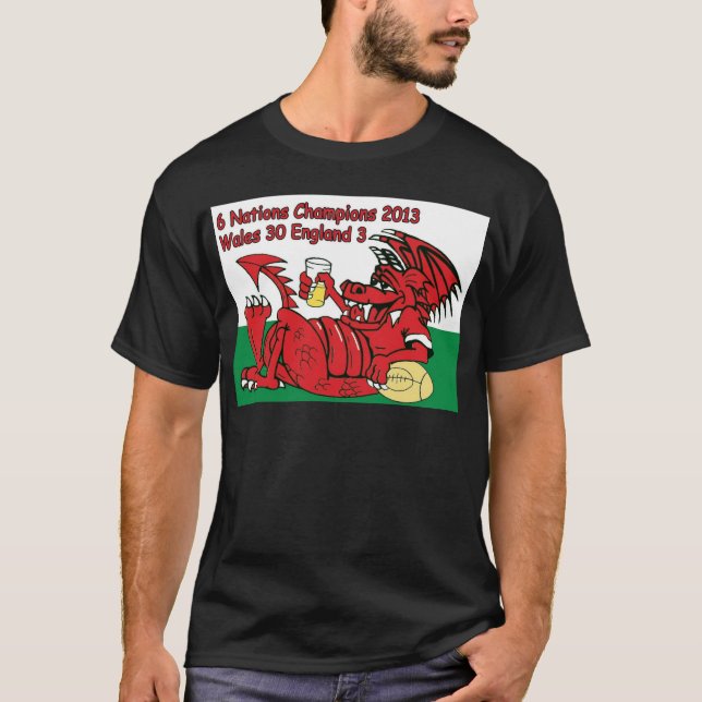 T-shirt Dragon de Gallois, 6 champions de nations, Pays de (Devant)