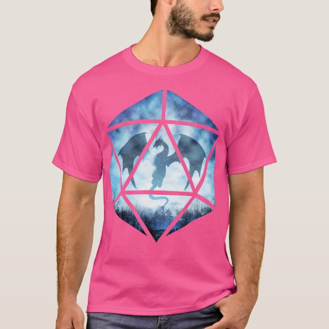 T-shirt Dragon de glace Ciel bleu D20 (Devant)