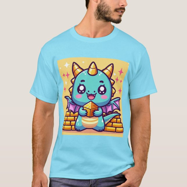 T-shirt Dragon de Kawaii avec de l'or ! (Devant)