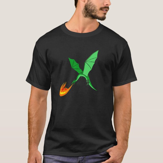 T-shirt Dragon de respiration de flamme (Devant)