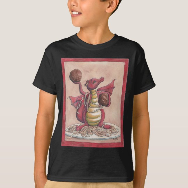 T-shirt Dragon de spaghetti de vol (Devant)