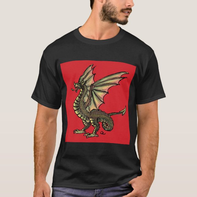 T-shirt dragon de wyvern rouge (Devant)