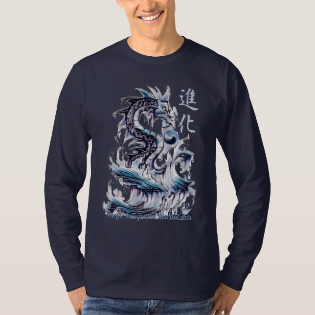 T-shirt Dragon d'eau 22 Yin Yang Kanji (Devant)