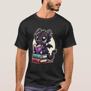 T-shirt Dragon Drôle Lisant Un Livre Adorable Bibliophile