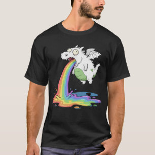 T-shirt Dragon Drôle Vomissant Dessin Animé Arc-en-Ciel