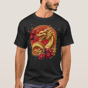 T-shirt Dragon du Nouvel An chinois d'or