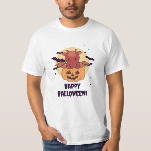T-shirt Dragon En Citrouille Dragon Doux Halloween heureux
