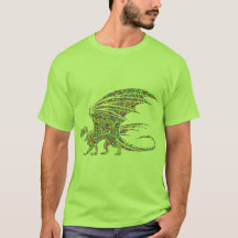 T-shirt Dragon en mosaïque verte