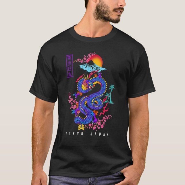 T-shirt Dragon esthétique japonais (Devant)