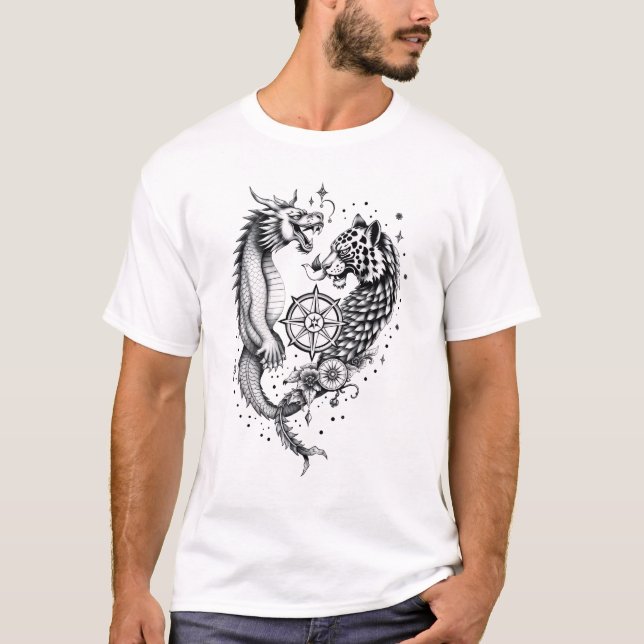 T-shirt Dragon et Leopard Tattoo (Devant)