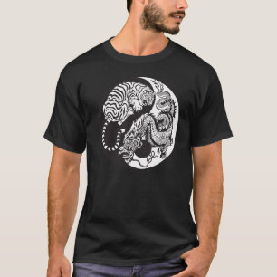 T-shirt dragon et symbole de yin et de yang de tigre
