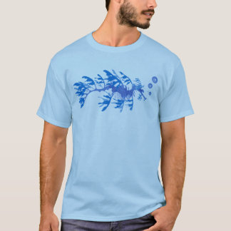 T-shirt Dragon feuillu bleu de mer