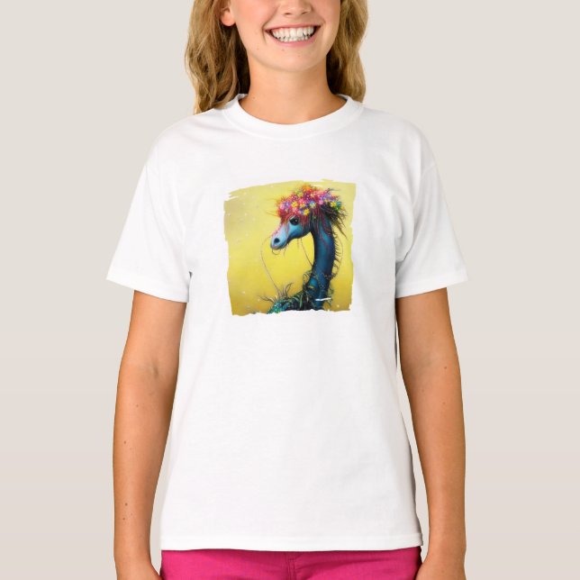 T-Shirt dragon floral fantastique (Devant)