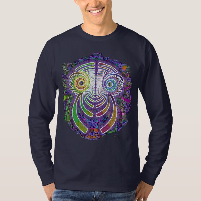 T-shirt Dragon flower power de fractale (Devant)