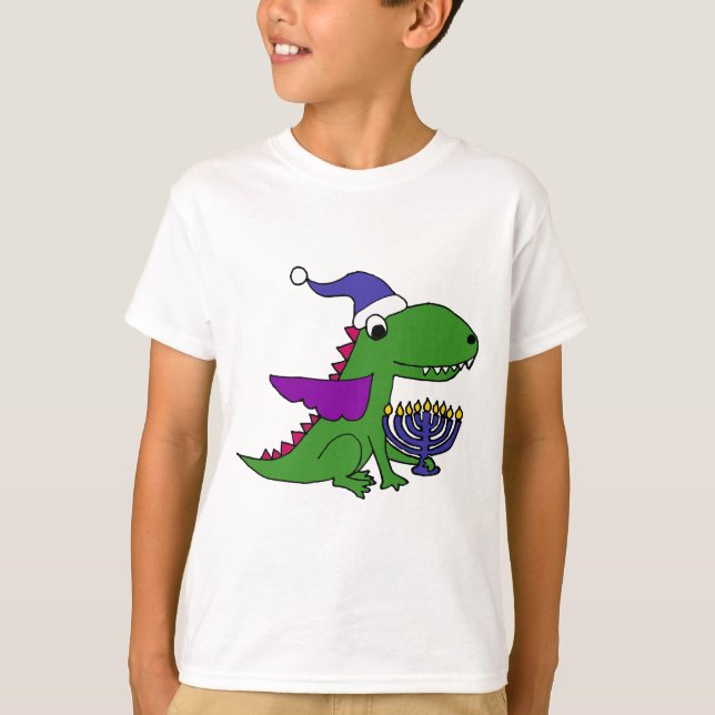 T-shirt Dragon frais drôle et art heureux de Menorah (Devant)