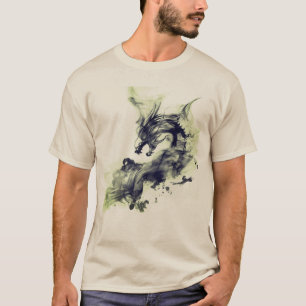 T-shirt Dragon Fumée Feu Vert
