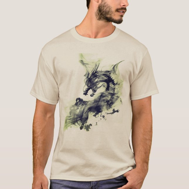 T-shirt Dragon Fumée Feu Vert (Devant)