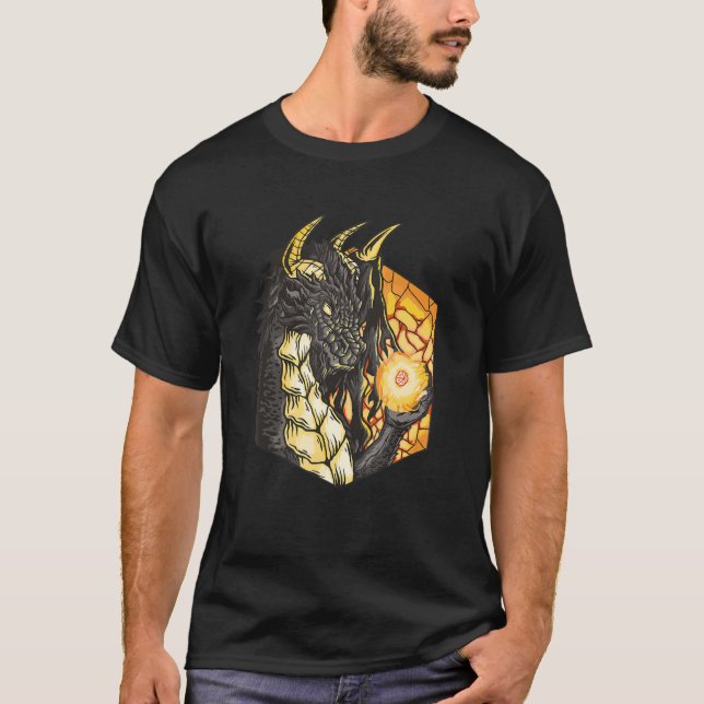 T-shirt Dragon Gamer Dungeon Roleplay médiéval Belle (Devant)