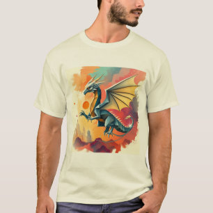 T-shirt dragon géométrique
