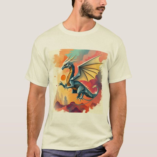 T-shirt dragon géométrique (Devant)