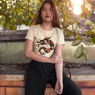 T-shirt Dragon géométrique 2024 - Symbole zodiaque Abstrai