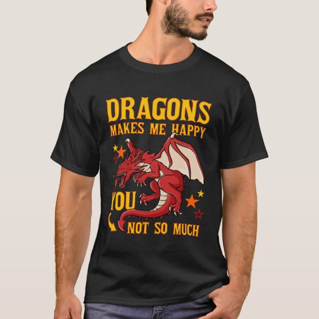 T-shirt Dragon Head Funny Mignonne Imaginaire Créature Pul (Devant)