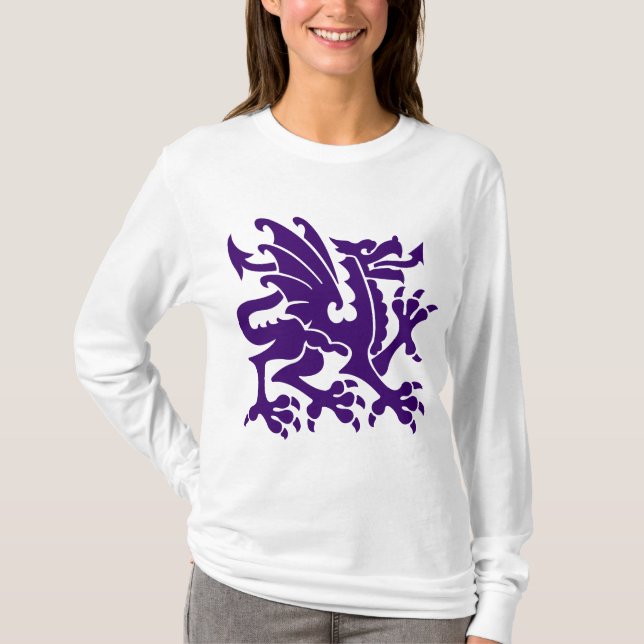 T-shirt Dragon héraldique 01 - Deep Purple (Devant)