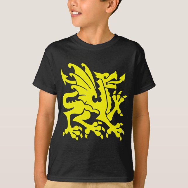 T-shirt Dragon héraldique 01 - Jaune (Devant)