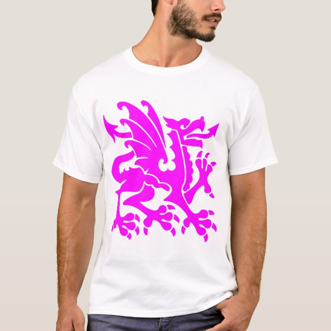 T-shirt Dragon héraldique 01 - Magenta (Devant)