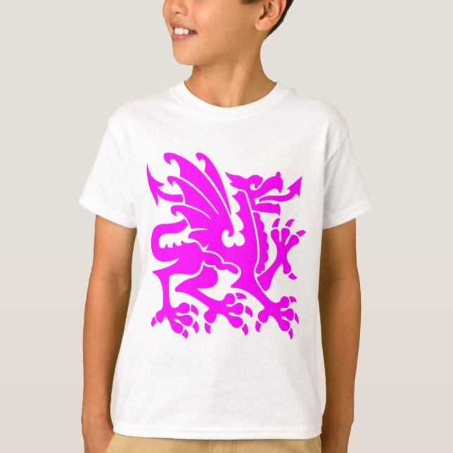 T-shirt Dragon héraldique 01 - Magenta (Devant)
