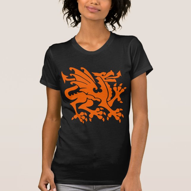 T-shirt Dragon héraldique 01 - Orange (Devant)