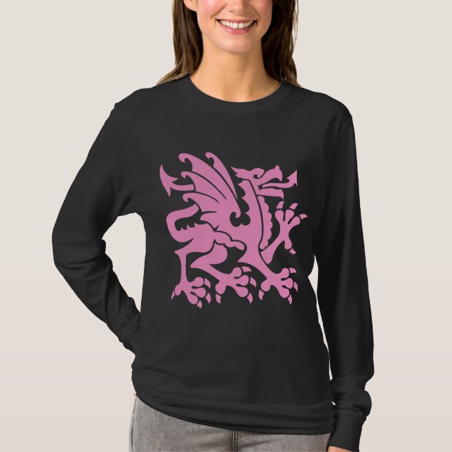 T-shirt Dragon héraldique 01 - Rose (Devant)