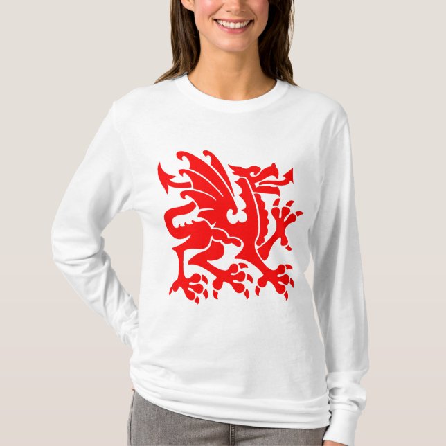T-shirt Dragon héraldique 01 - Rouge (Devant)