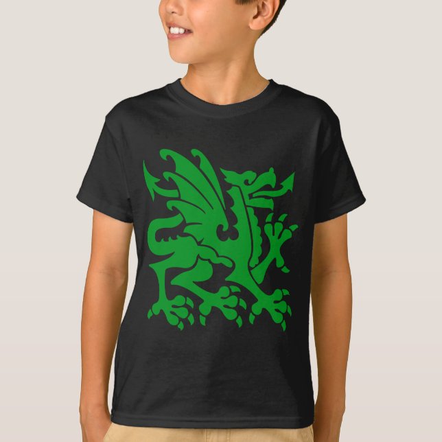 T-shirt Dragon héraldique 01 - Vert herbe (Devant)