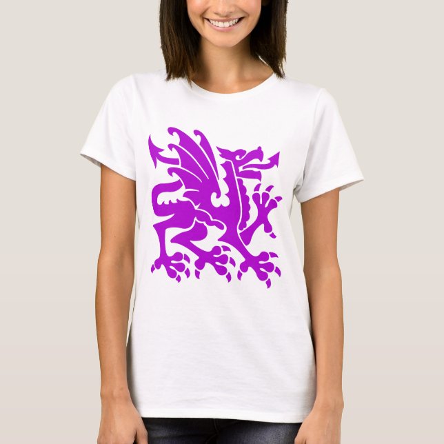 T-shirt Dragon héraldique 01 - Violet (Devant)