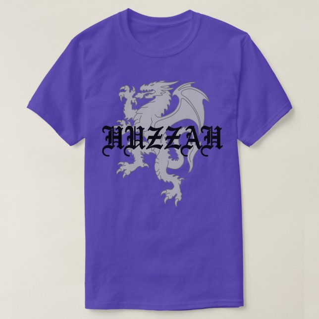 T-shirt Dragon héraldique Huzzah en gris (Design devant)