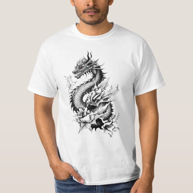T-shirt Dragon Imaginaire animal sauvage illustration Art  (Devant)