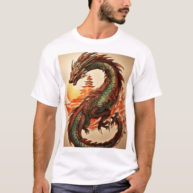 T-shirt Dragon Imaginaire - Aquarelle unique Tee A (Devant)
